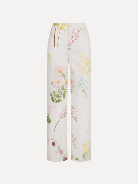 Oscar de la Renta FADED MIXED BOTANICAL DENIM PANT