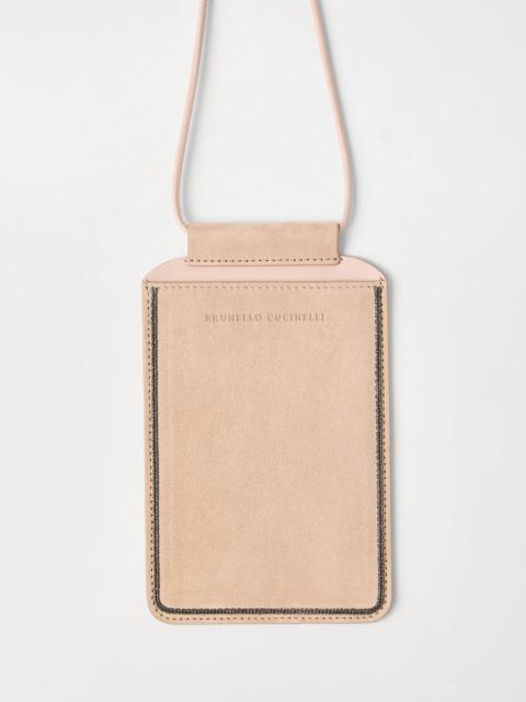 Brunello Cucinelli Suede phone bag with shiny trim