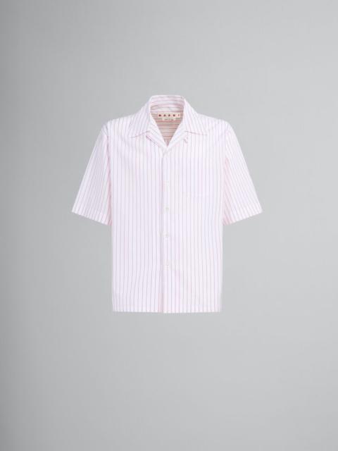 Marni WHITE POPLIN BOWLING SHIRT WITH WAVY 3D STRIPES