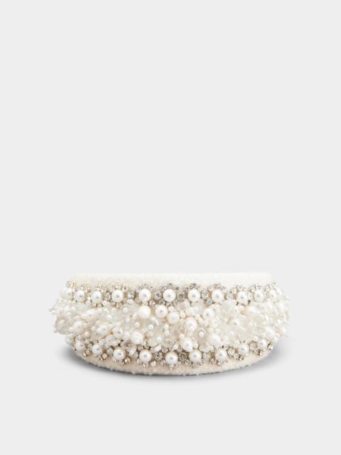 Roger Vivier RV Pearl Embroidery Hairband in Wool