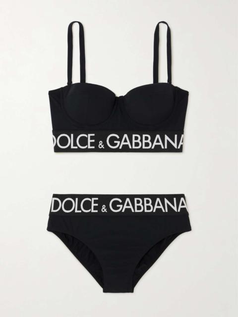 Dolce & Gabbana Jacquard-trimmed underwired bikini