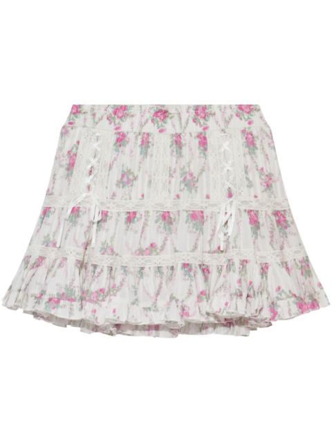 LoveShackFancy rose-print mini skirt