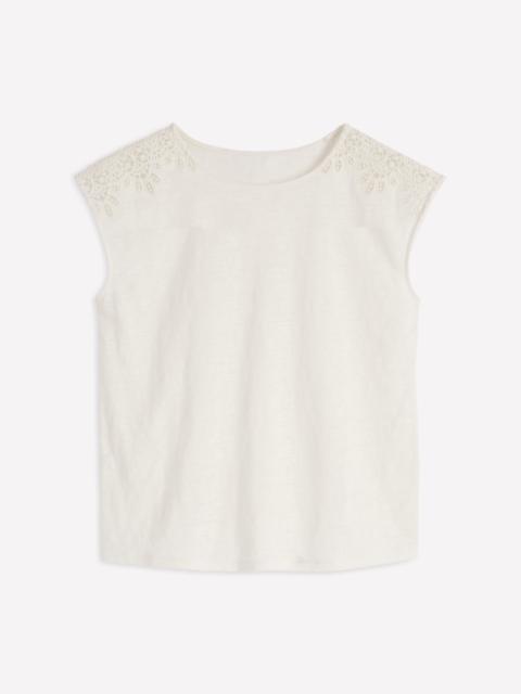 BODEN Tara Cutwork Linen Tee-Ivory