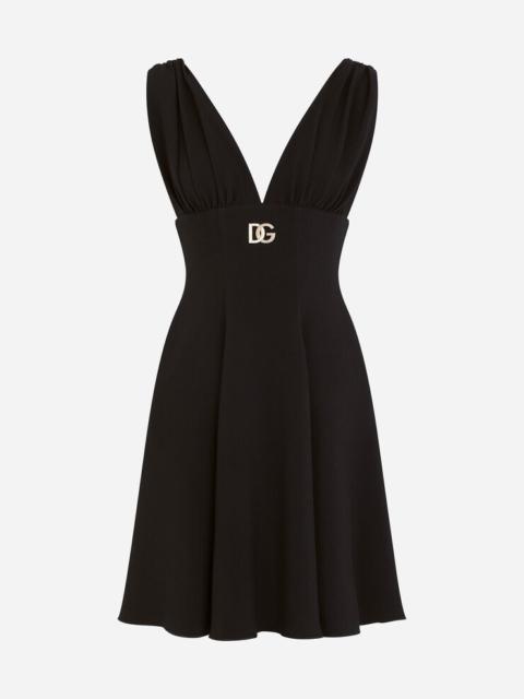 Dolce & Gabbana Short cady dress with crystal DG embellishment