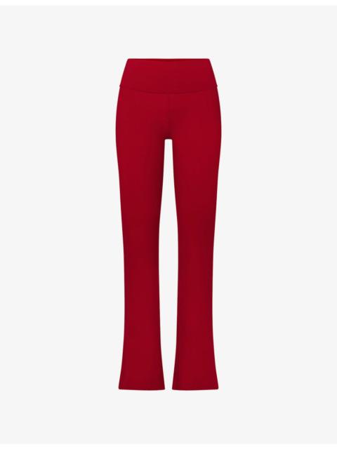 SKIMS Foldover Flared Stretch-Cotton Trousers