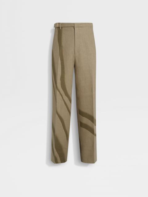 ZEGNA OLIVE GREEN OASI LINO PANTS