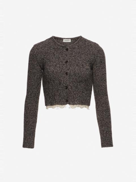 MAGDA BUTRYM Long-sleeve crochet-trim cropped cardigan in black