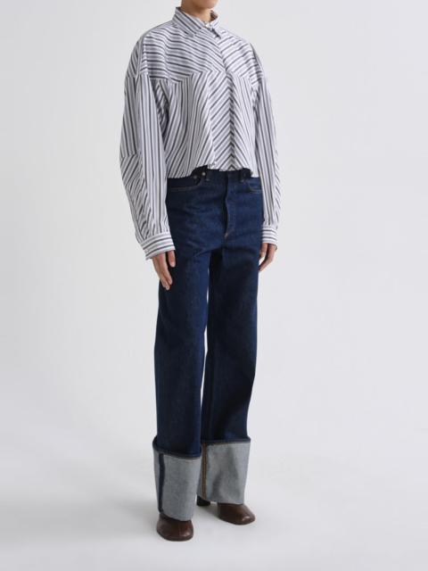 AGOLDE AGNES SHIRT IN MEYER STRIPE BRACKEN/BLUE