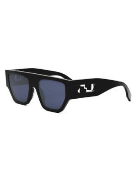 FENDI Men Fendigraphy Rectangular Sunglasses - Shiny Black Blue