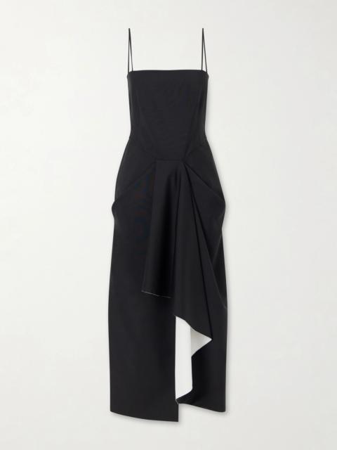 Givenchy Asymmetric Wool And Mohair-blend Midi Wrap Dress