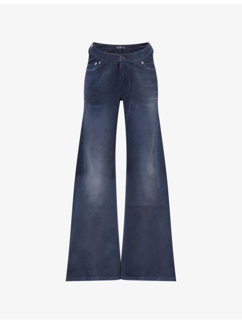 BALENCIAGA Curved-Waistband Wide-Leg Denim Jeans
