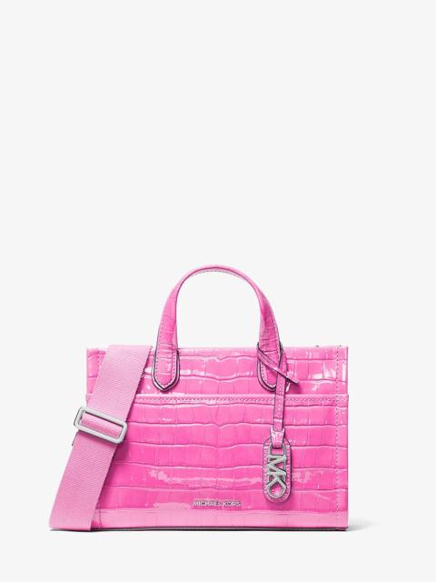 MICHAEL KORS Gigi Small Crocodile Embossed Leather Messenger Bag