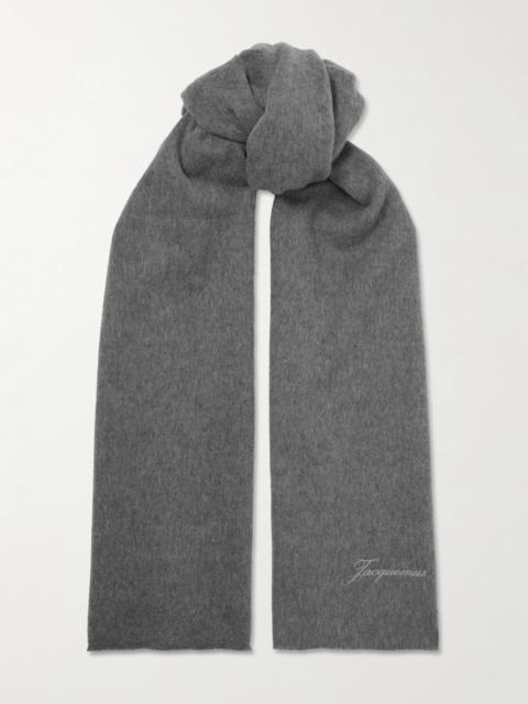 JACQUEMUS Frayed Embroidered Wool And Cashmere-blend Scarf