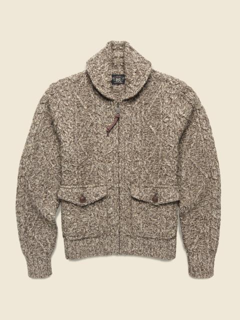 RRL by Ralph Lauren Cable Knit Shawl Sweater - Brown