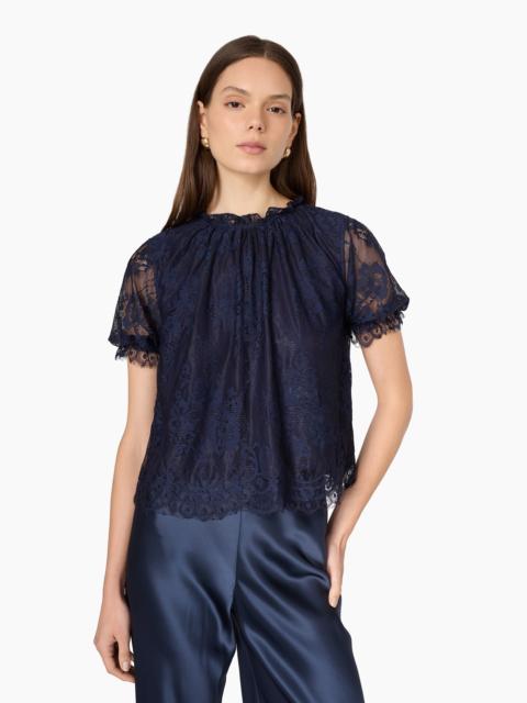 CAMI NYC GERALDINE LACE TOP NAVY