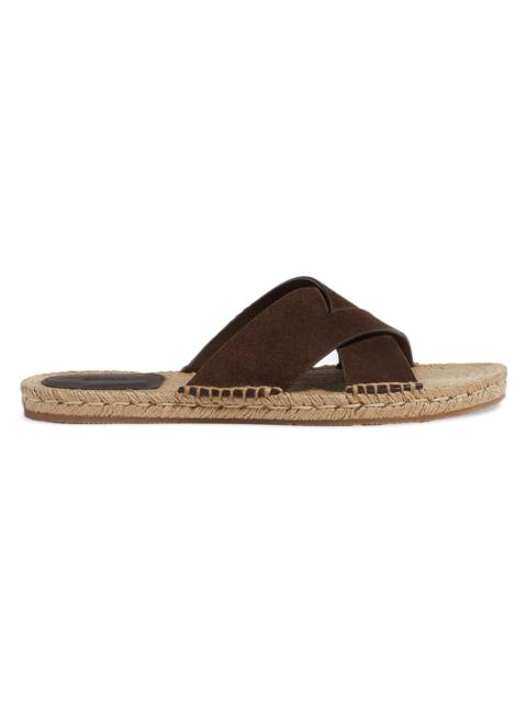 ZEGNA Men's Suede Espadrille Sandals - Dark Brown