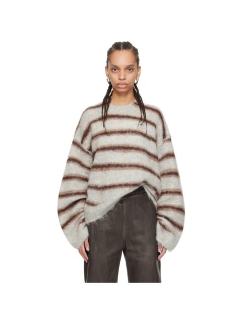 Gray & Burgundy Stripe Sweater