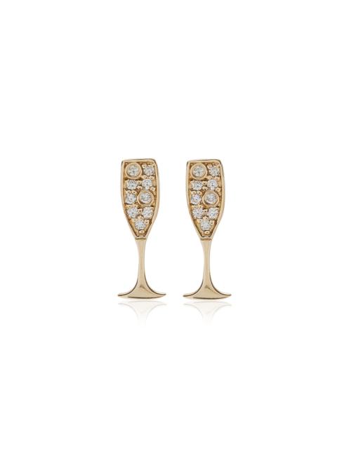 14K Gold Diamond Earrings gold