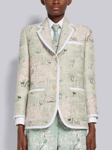 Thom Browne Toile Cotton Jacquard Sack Sport Coat With Tipping
