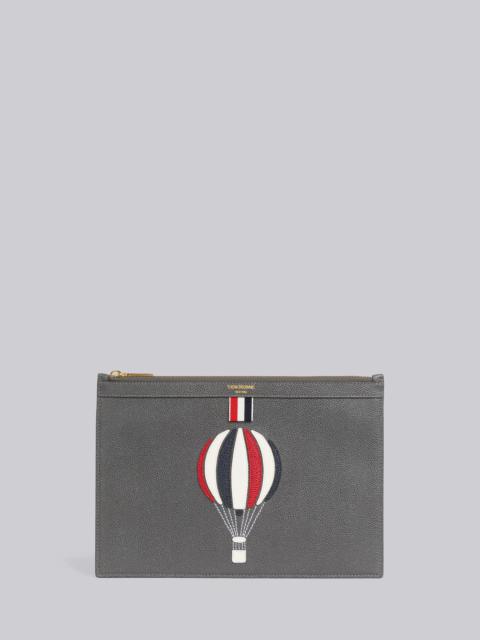 Thom Browne Dark Grey Pebble Grain Leather Hot Air Balloon Applique Small Document Holder