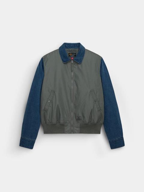 ALPHA INDUSTRIES DENIM RELAXED MIXED MEDIA FLIGHT JACKET