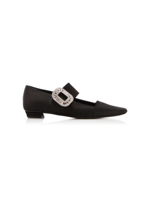Roger Vivier BV Crystal-Embellished Babies Satin Flats black
