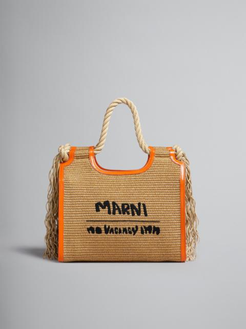Marni MARNI X NO VACANCY INN - MARCEL TOTE BAG IN RAFFIA WITH ORANGE TRIMS