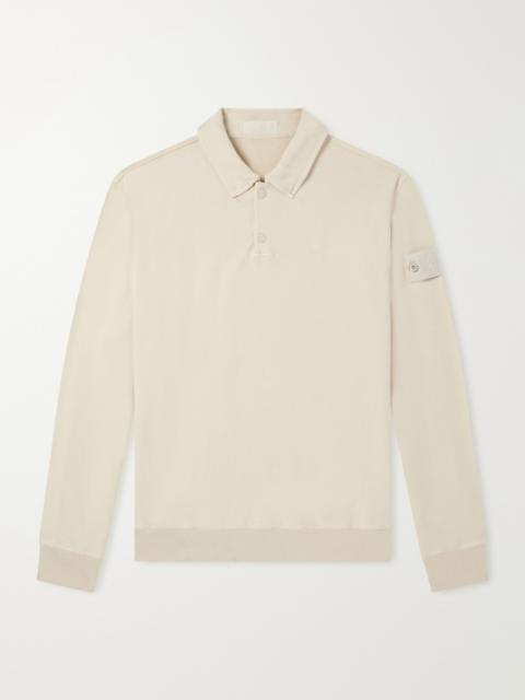 Stone Island STONE ISLAND GHOST Logo-Appliquéd Garment-Dyed Stretch Cotton-Fleece Polo Shirt