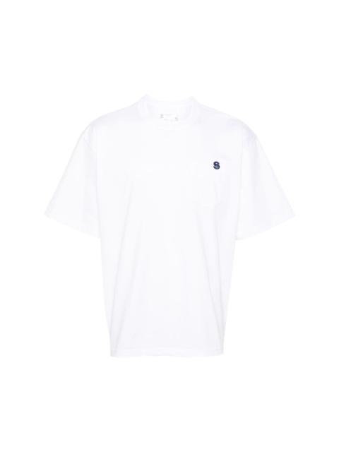 sacai logo-embroidered cotton T-shirt