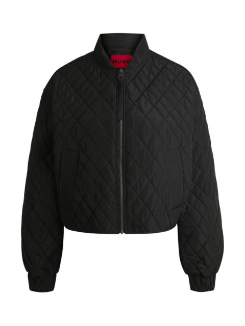 HUGO QUILTED BOMBER JACKET WITH RIBBON ZIP-PULLER