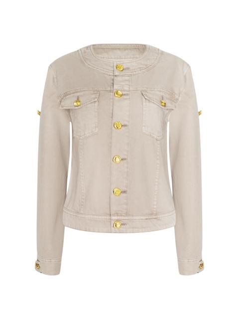 L'AGENCE Women's Anouk Collarless Denim Jacket - Biscuit