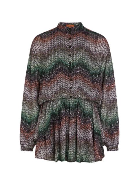 Missoni Missoni Chevron Sequin-embellished Metallic-knit Mini Dress