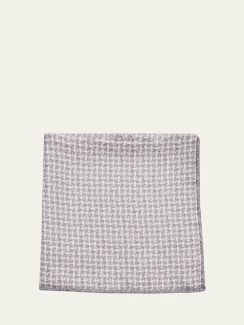 Brunello Cucinelli Men's Houndstooth Effect Silk Pocket Square