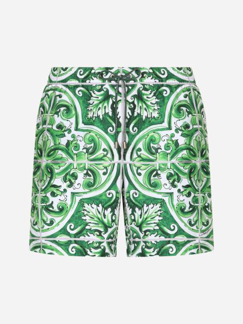 Dolce & Gabbana Mid-length majolica-print swim trunks