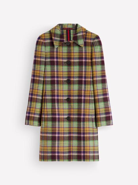 BODEN Aylesford Wool Coat-Yellow, Maroon Multi Check