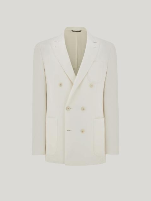 Canali WHITE DOUBLE-BREASTED LINEN AND SILK BLEND MODERN-FIT KEI JACKET