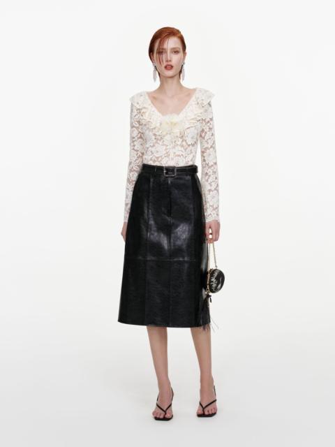 self-portrait Cream Lace Frill Top