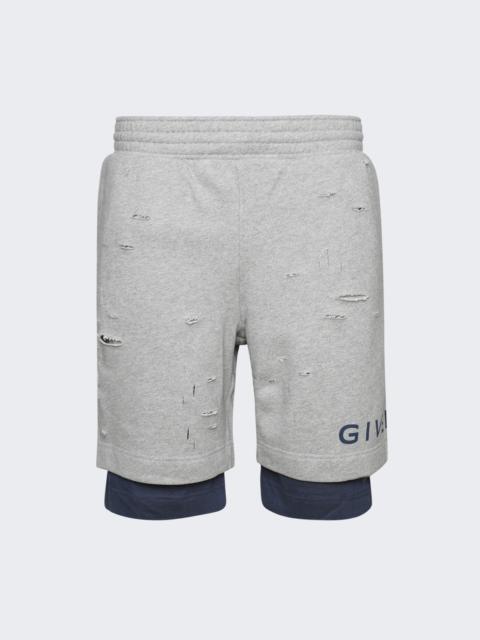 Givenchy Distressed Board Shorts Grey