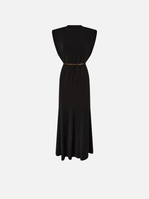 PINKO SLEEVELESS LONG DRESS WITH CHAIN