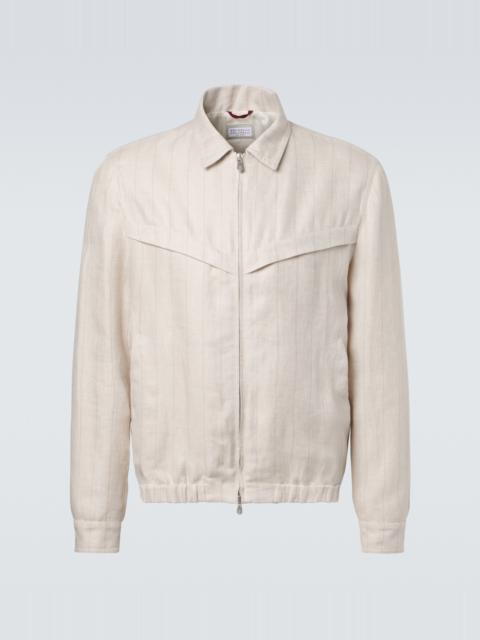 Brunello Cucinelli Striped linen blouson jacket