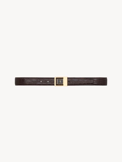 SAINT LAURENT LA 66 BUCKLE BELT IN CROCODILE-EMBOSSED LEATHER