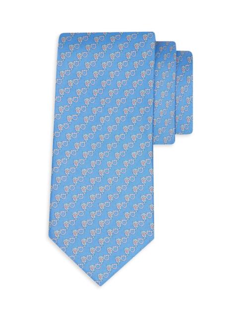 FERRAGAMO Men's Owl Gancio Silk Tie - Azzurro