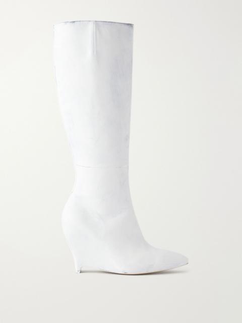 Maison Margiela Heel-Less painted leather knee-high boots Off-white