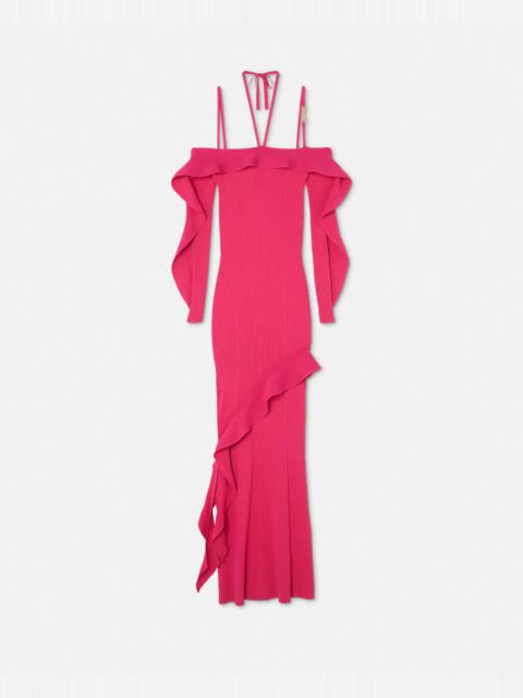 VERSACE JEANS COUTURE Ruffled Ribbed Knit Long Dress