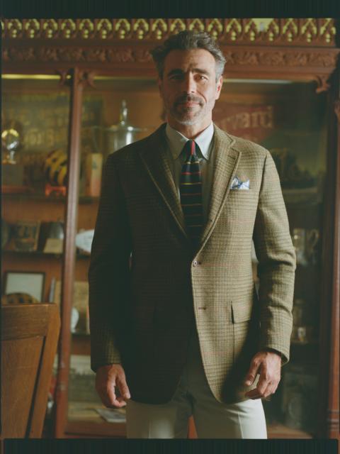 J. PRESS MADE-IN-USA OLIVE PLAID WITH DECO SPORT COAT
