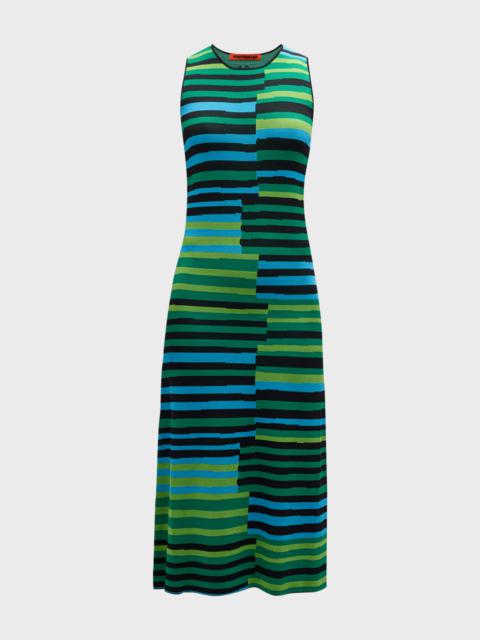 SIMONMILLER Axon Sleeveless Striped Midi Dress