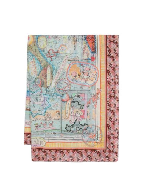 Faliero Sarti Formentera illustration-print scarf