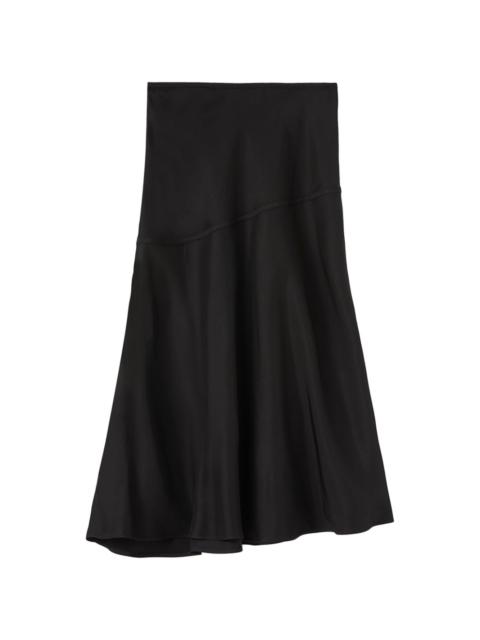asymmetric flared midi skirt