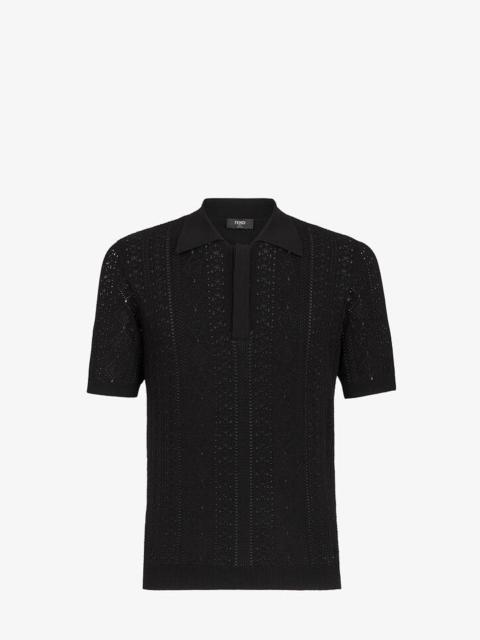 FENDI Black viscose polo shirt