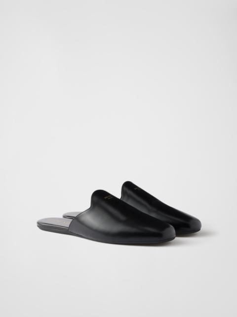 Prada Brushed leather mules